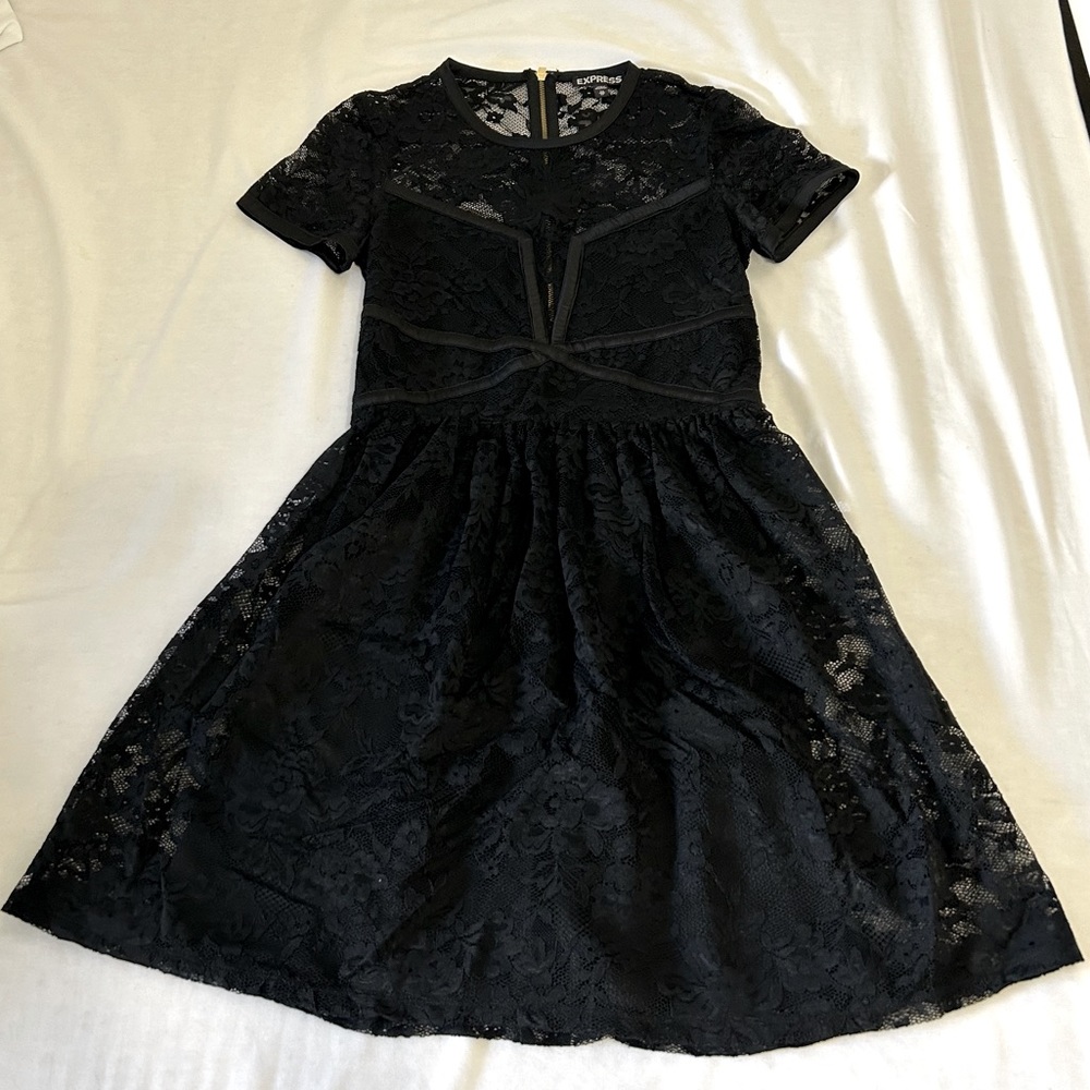 Express Lace Black Dress with Back Zipper